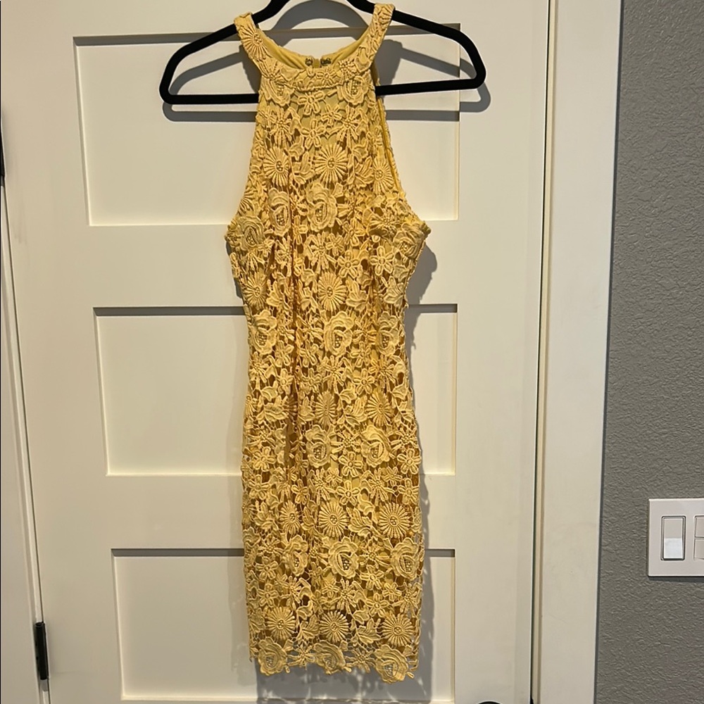 Lulu's Sunflower Lace Midi Dress
